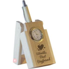 World's Best Boyfriend Pen with Stand and Clock