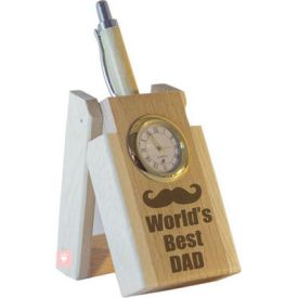 World's Best Dad Pen with Stand and Clock