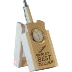World's Best Teacher Pen with Clock