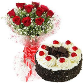 Black Forest Cake With Red Roses
