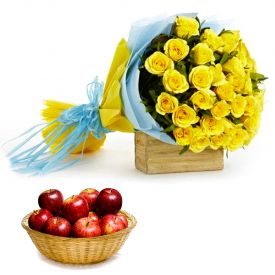 Yellow Roses With Apple