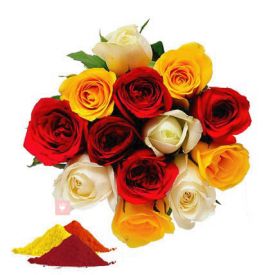 Mixed Roses with Gulal