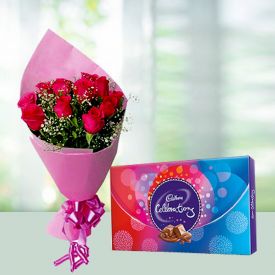 Pink roses and cadbury celebration