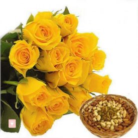 Yellow Roses with Dry Fruits Combo