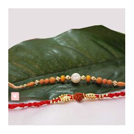 2 Golden Beads and Rudraksha rakhi