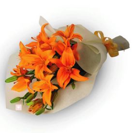 5 orange lilies