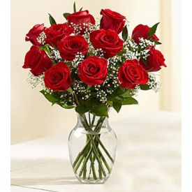 10 Red roses with vase