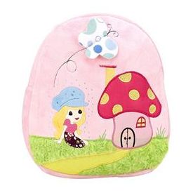 Mushroom House Embroider Soft Toy Bag Light Pink