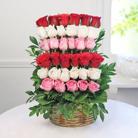 Mixed Roses With Basket