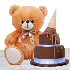 2-tier Chocolate Cake, Teddy Bear