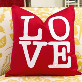 LOVE Valentines Day Pillow Cover