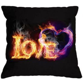Burning heart Black pillow "LOVE" Gift ideas Valentine's Day Gift for her Gift for him