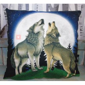 Wolf Song Illustration Vegan Throw Pillow