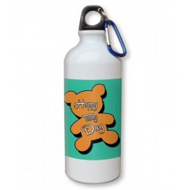 Happy Teddy Day Yellow Background Sipper 600 Ml Water Bottle