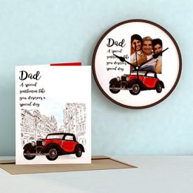 Special Day for Dad Personalized Clock and Card Combo