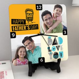 Father's Day Love Personalized Square Shaped Clock
