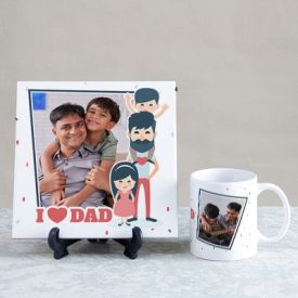 I Love Dad Personalized Tile & Mug