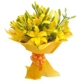 Bouquet of 8 Yellow Asiatic LiliesBouquet of 8 Yellow Asiatic Lilies