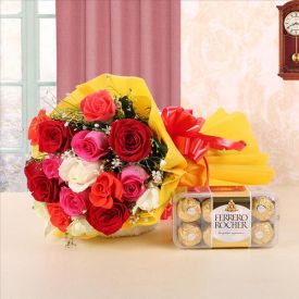 Mixed roses with ferrero rocher