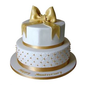 2 Tier Golden Anniversary Cake