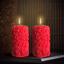 Rose Scented Designer Pillar Candles