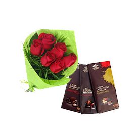 Chocolates with red roses
