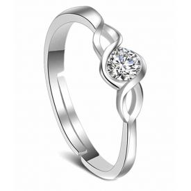 Platinum Plated Elegant Classic Crystal Adjustable Ring For Women