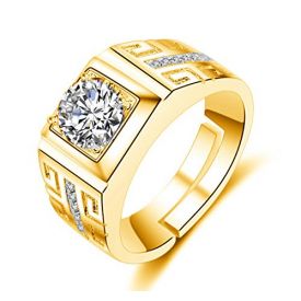 Gold Crystal Adjustable Men's Rings