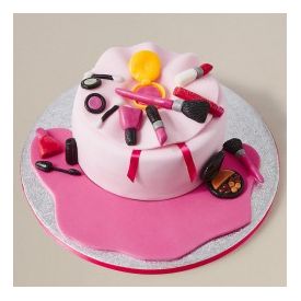 Pink fondant make up cake 2 Kg