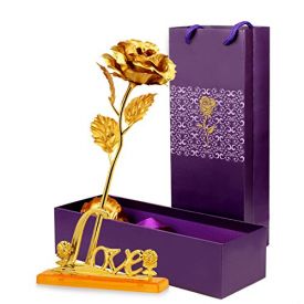 Golden Rose with love stand