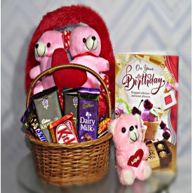 Lovely combo of Greeting teddy & chocolates