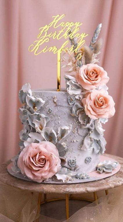 Beautiful Floral Happy cake